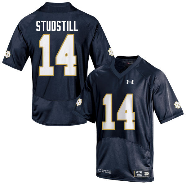 Men #14 Devin Studstill Notre Dame Fighting Irish College Football Jerseys-Navy Blue